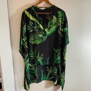 Vintage Caramela Tropical Jungle Pattern Swim Cover Poncho One Size